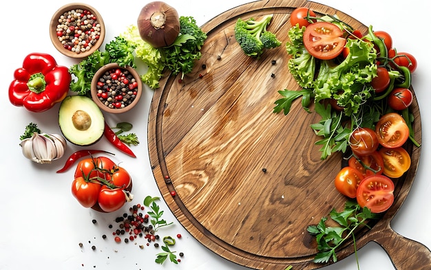 Deska z talerzami i składnikami